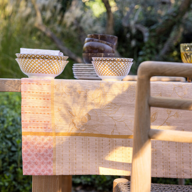 Tischdecke &Eacute;t&eacute; Indien Abricot 120x120 100% Leinen, , hi-res image number 2