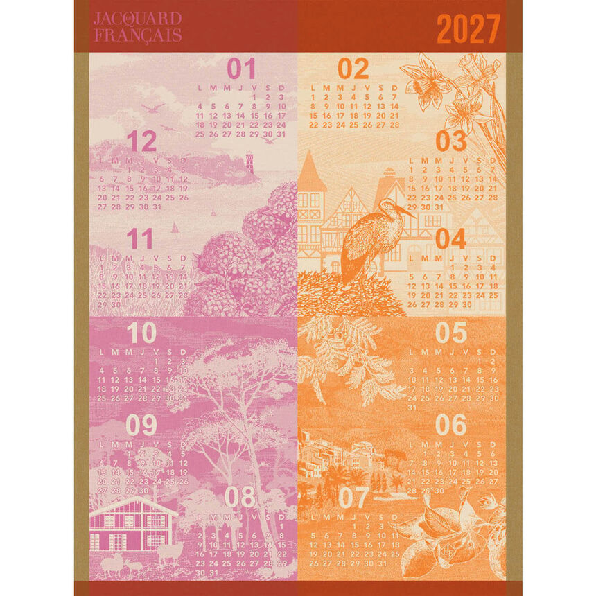 Geschirrtuch Calendrier 2027 Carnet de routes 60x80 baumwolle, , hi-res image number 0