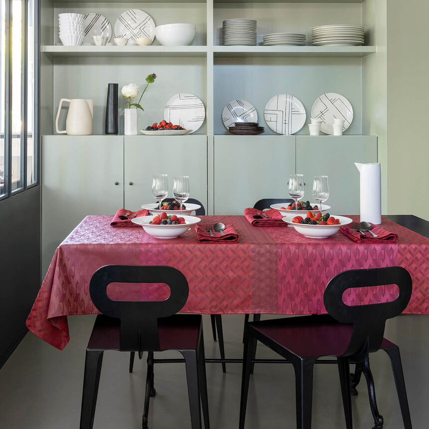 Beschichtete Tischdecke Caract&egrave;re Enduit Carmin 150x150 100% baumwolle, , hi-res image number 0