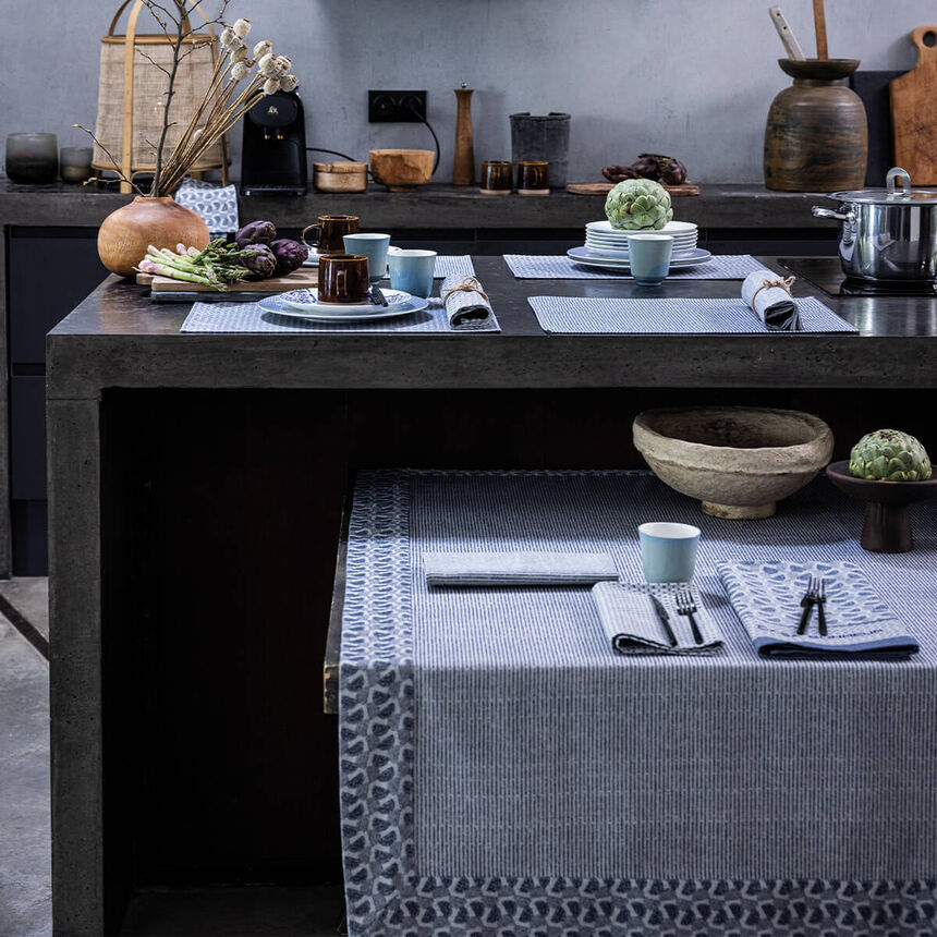 Tischdecke Empreintes Cobalt 150x150 100% baumwolle, , hi-res image number 5