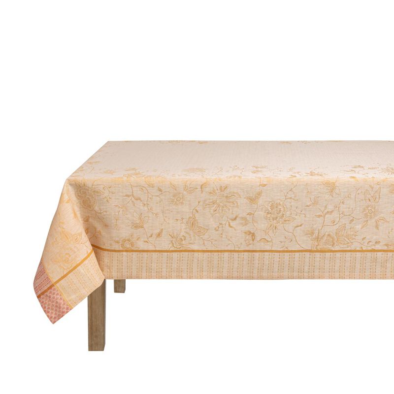Tischdecke &Eacute;t&eacute; Indien Abricot 120x120 100% Leinen, , hi-res image number 1