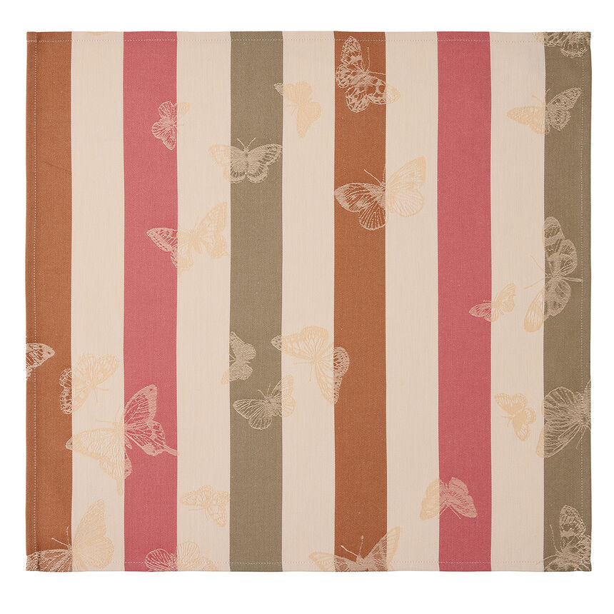 Serviette Bal des papillons P&ecirc;che 50x50 100% baumwolle, , hi-res image number 1