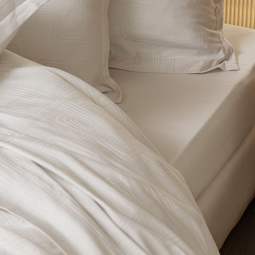 Spannbettlaken H&ocirc;tel particulier Stuc 100X200X35 50% Baumwolle - 50% Leinen, , hi-res
