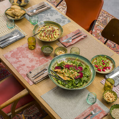 Beschichtete Tischset Casual Ethnique 100 % Leinen, Acrylbeschichtung