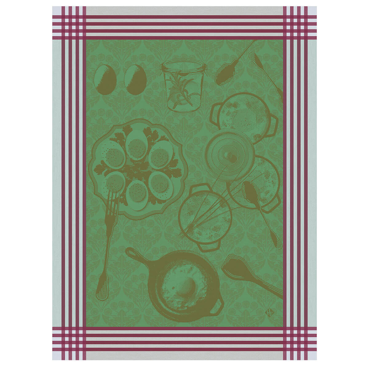 Coucke Geschirrtuch „Frische Eier“ – Jacquard-Baumwolle, 50 X 75 Cm, Rot-weiß, Saugfähig & Dekorativ