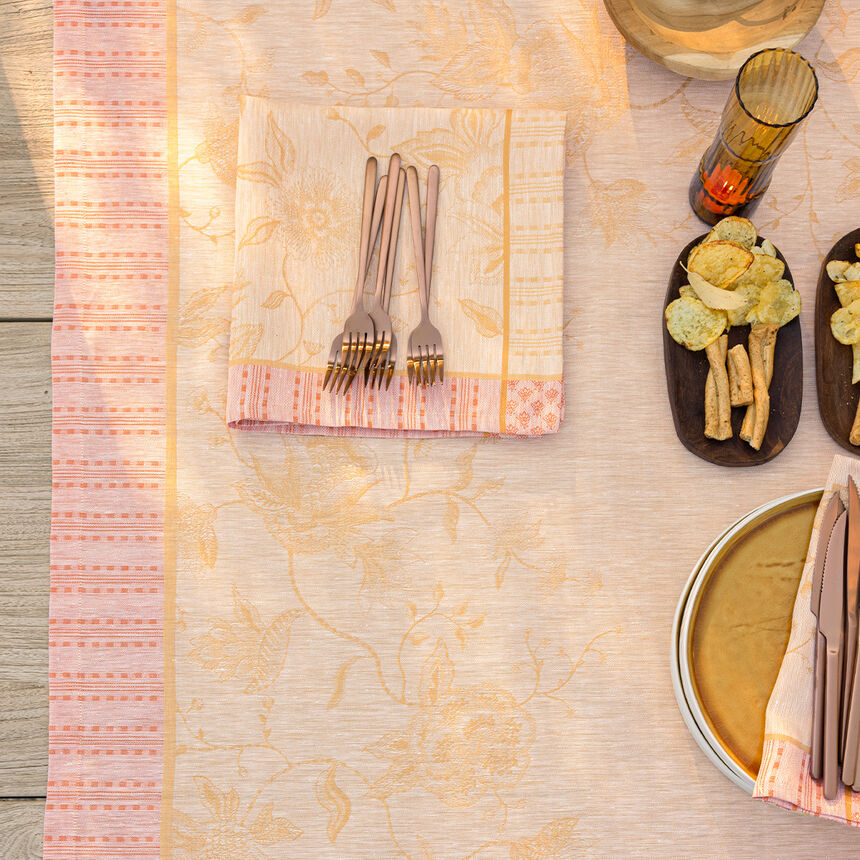 Tischdecke &Eacute;t&eacute; Indien Abricot 120x120 100% Leinen, , hi-res image number 3