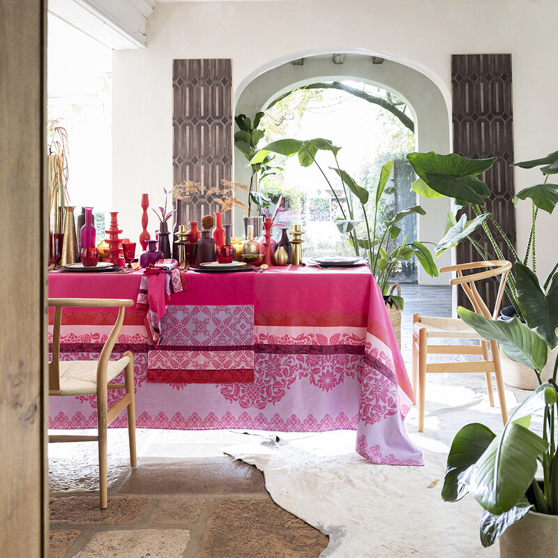 Beschichtete Tischdecke Mumbai Enduit Fuchsia 175x175 100% baumwolle, , hi-res