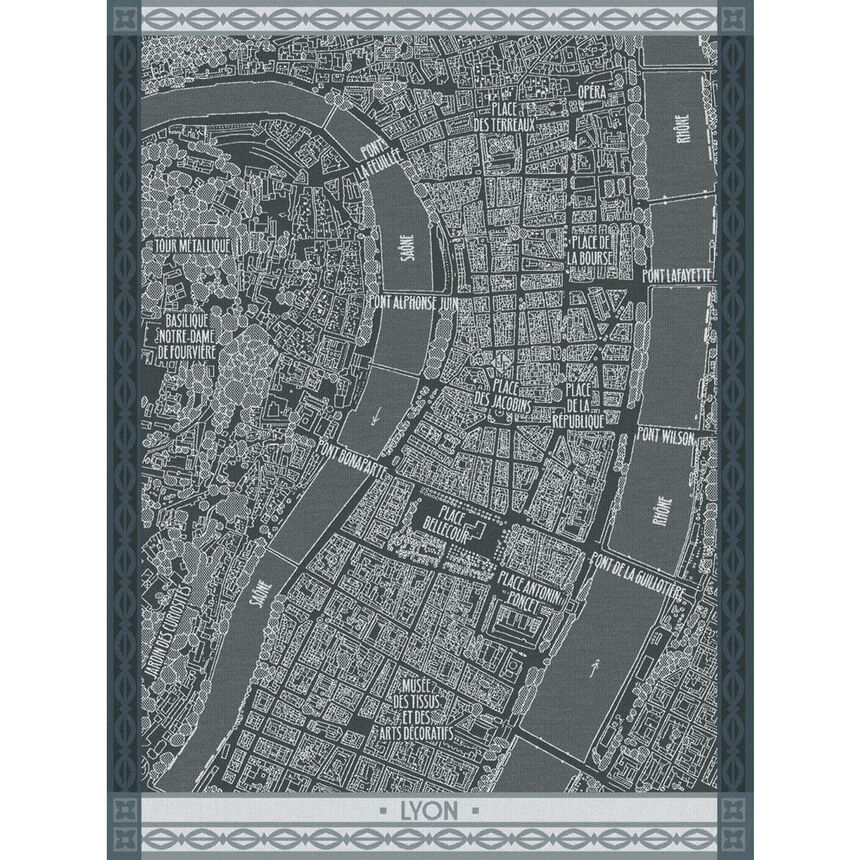 Geschirrtuch A vol d'oiseau Lyon Zinc 60x80 baumwolle, , hi-res image number 0