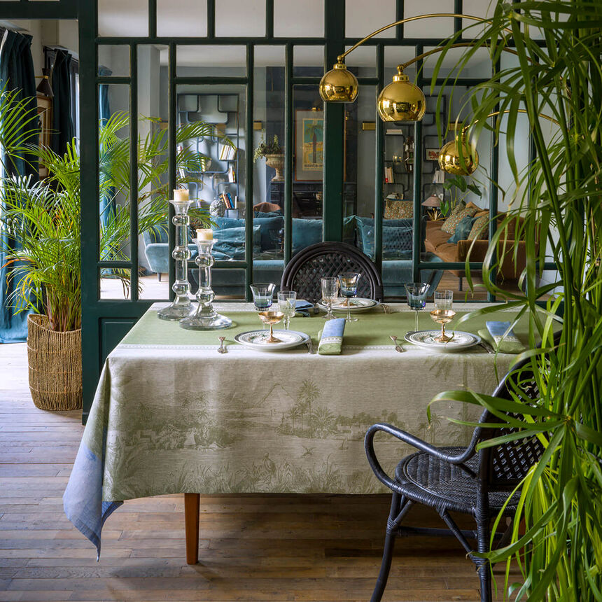 Tischdecke Croisi&egrave;re sur le Nil Palmier 175x175 leinen, , hi-res image number 0