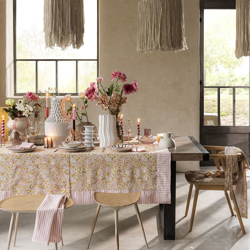 Tischdecke Bohème Beige 150x150 50% Baumwolle - 50% Leinen, , hi-res