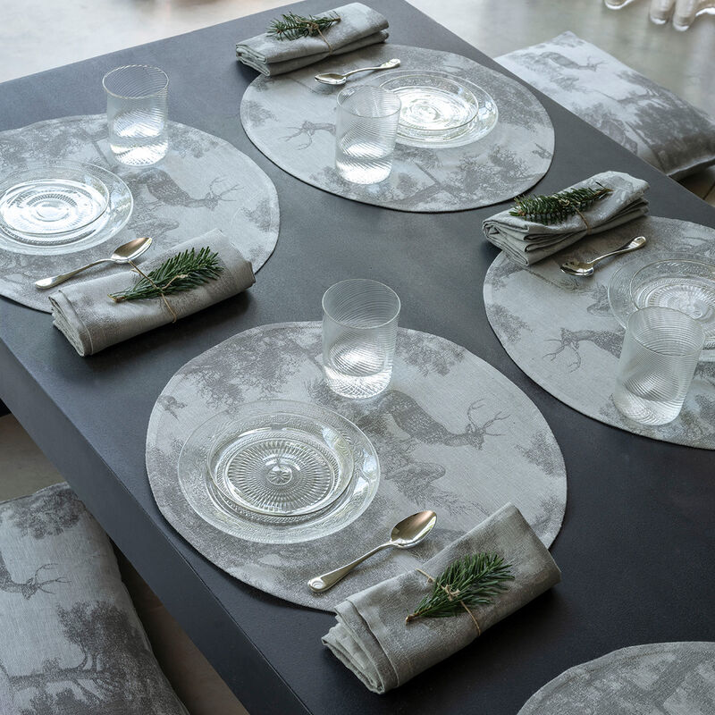 Serviette Souveraine  Argent 58x58 leinen, , hi-res