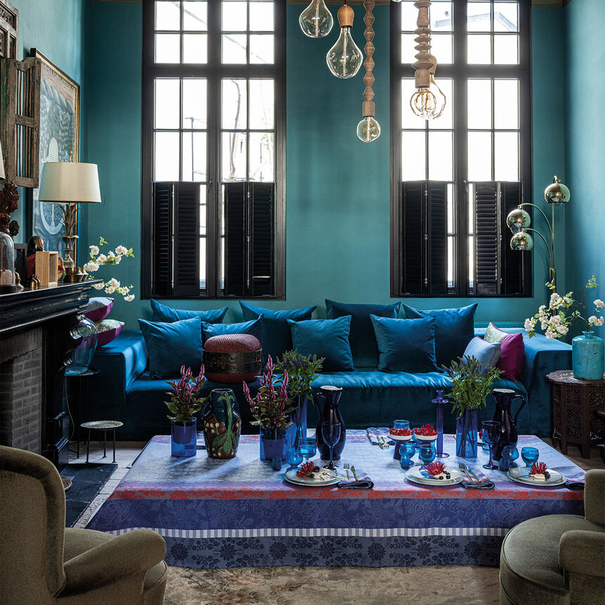 Beschichtete Tischdecke Gipsy Azur 175x175 100% baumwolle, , hi-res image number 0