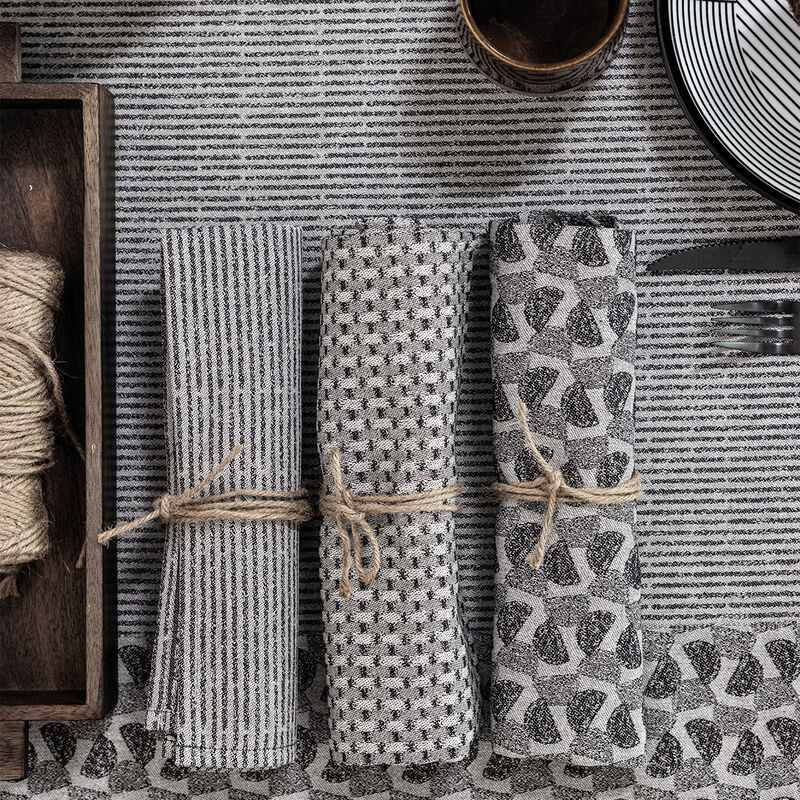 Serviette Empreintes Tissage Charbon 50x50 100% baumwolle, , hi-res image number 0