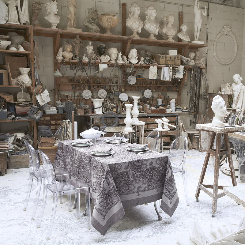 Tischdecke Porcelaine Kaolin Ø210 baumwolle, , hi-res image number 2